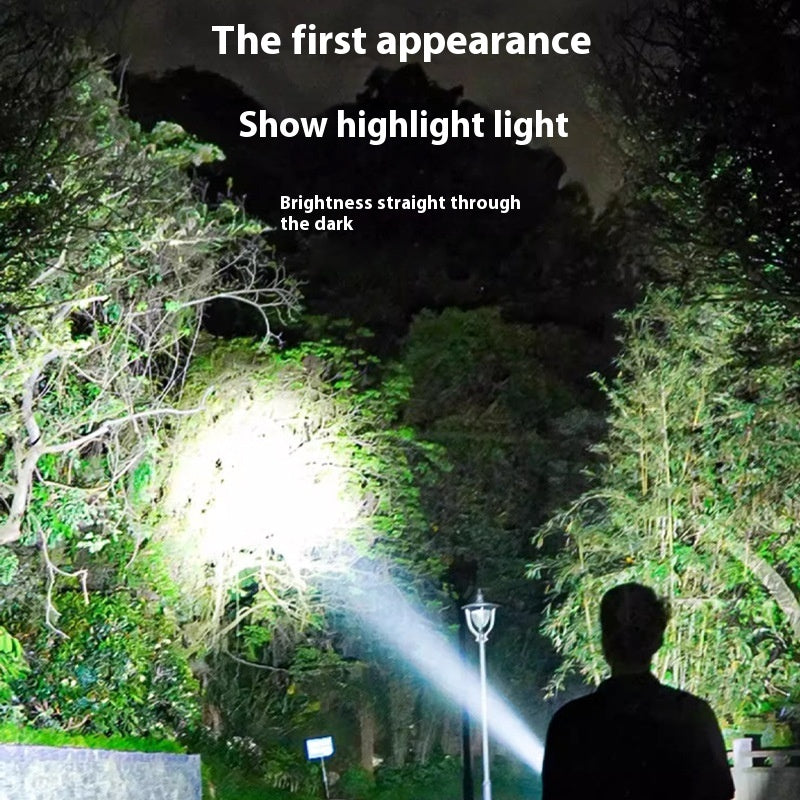 Outdoor Strong Light Super Bright Long-range Multi-gear Dimming Long-lasting Endurance Type-C Rechargeable Flashlight